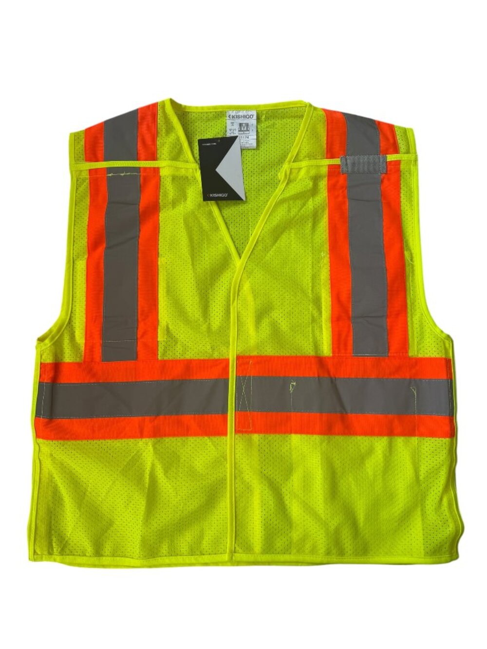 Kishigo unisex high visibility safety vest 1174 velcro closures size large